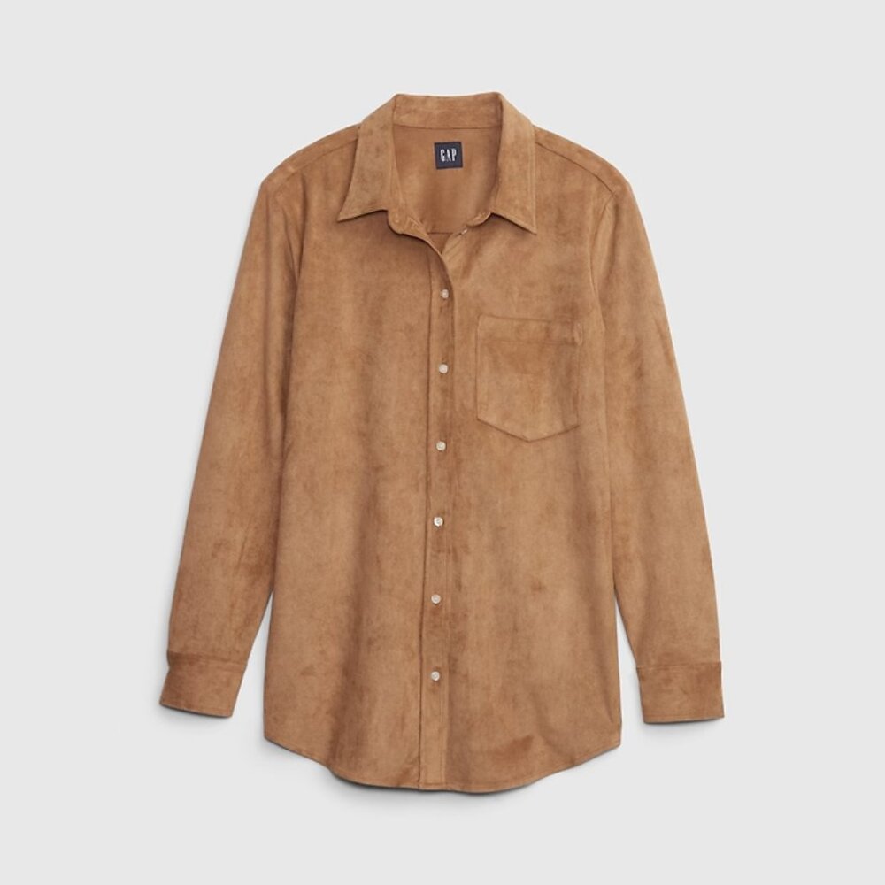 Gap Faux-Suede Shirt Tall, Size Small New with Tags